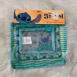 DISNEY Stitch Travel Wet Pouches in Clear/Teal (3 PIECES SET)